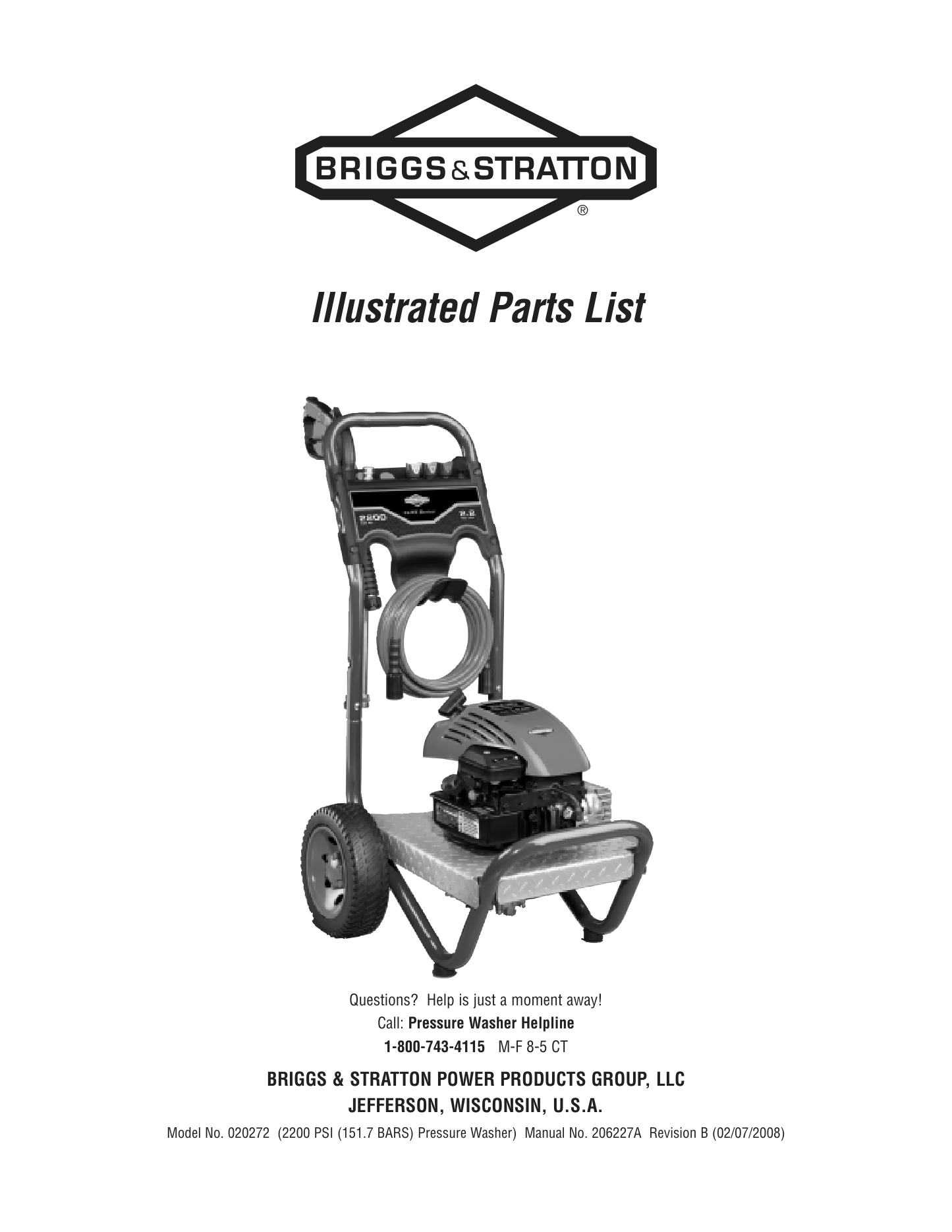 Briggs & Stratton 020272 Parts Diagram & Replacement Parts (Exploded View) parts breakdown
