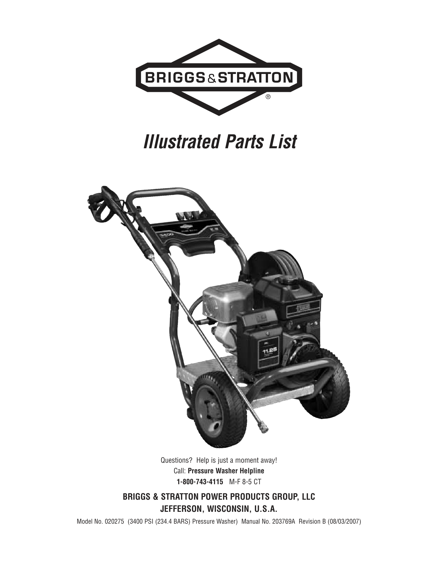 Briggs & Stratton 020275 Parts Diagram & Replacement Parts (Exploded View) parts breakdown