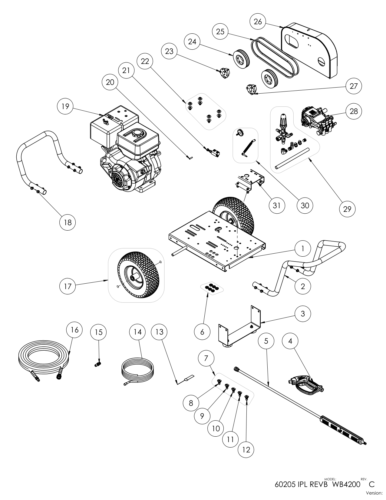 Simpson WB4200 Pressure Washer Parts Diagram parts breakdown
