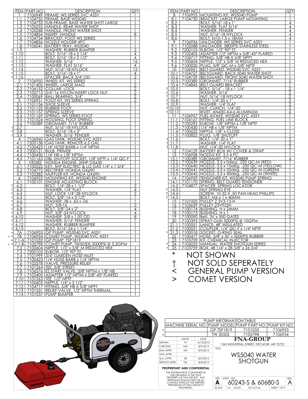 Simpson WS5040 Pressure Washer Parts Diagram parts breakdown