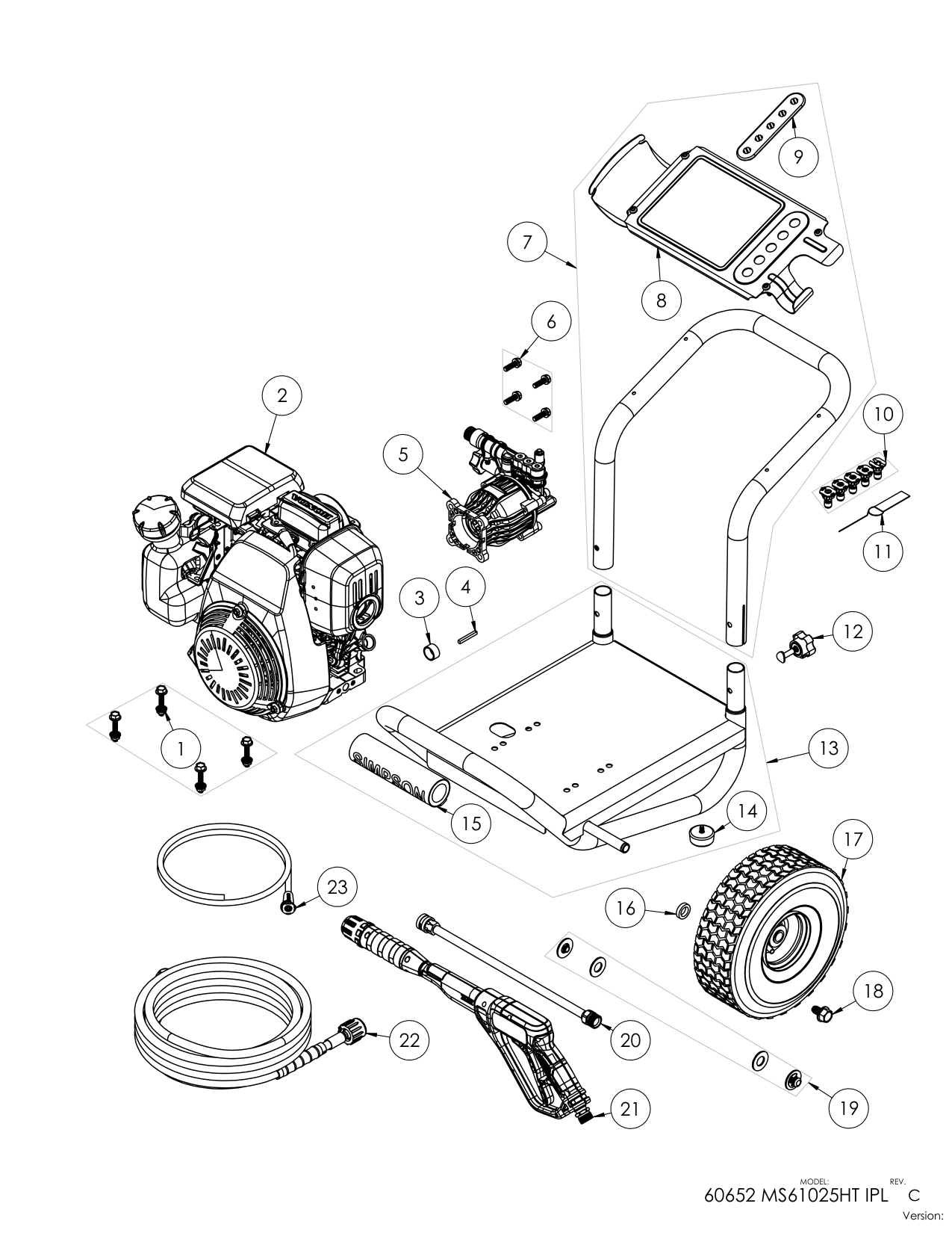 Simpson MS31025HT Pressure Washer Parts Diagram parts breakdown