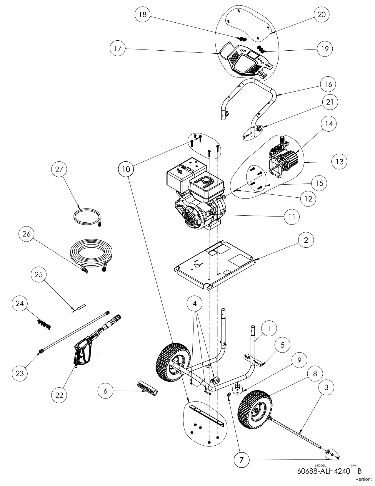 Simpson ALH4240 Pressure Washer Parts Diagram parts breakdown