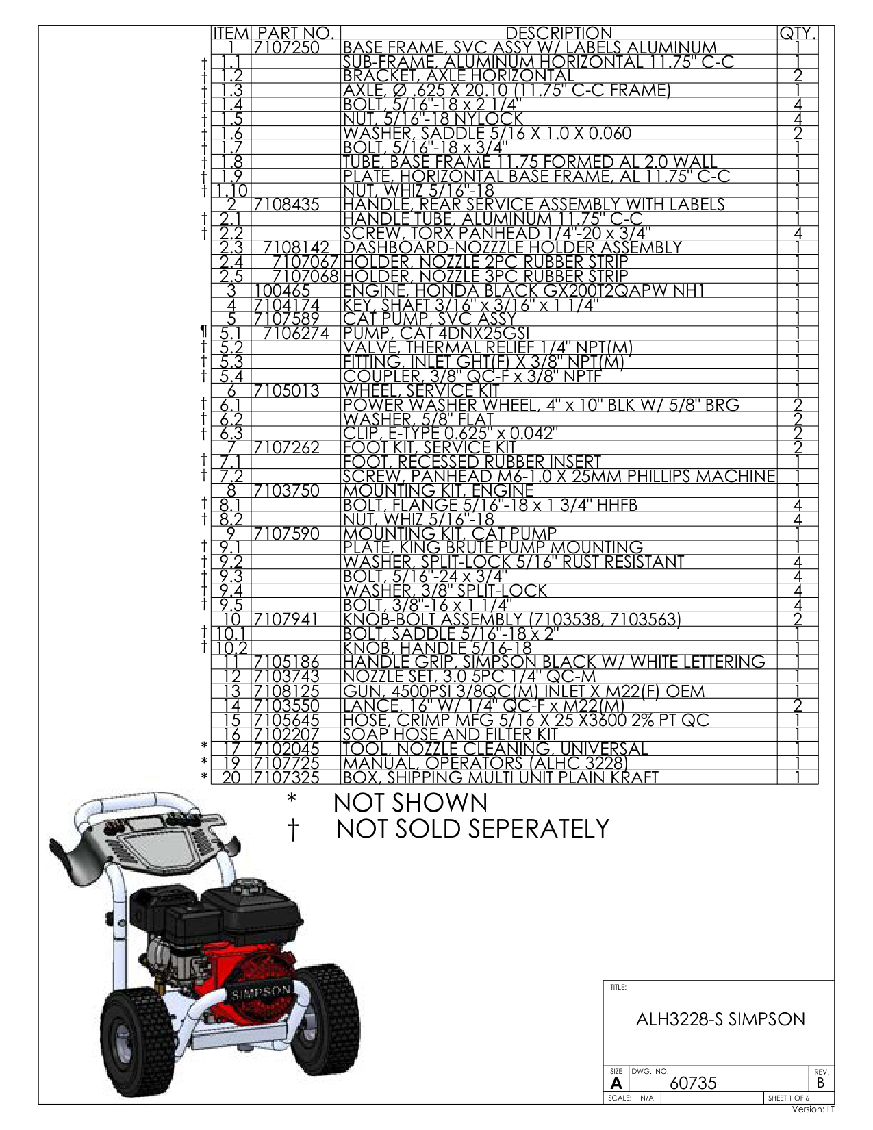 Simpson ALH3228S Pressure Washer Parts Diagram parts breakdown