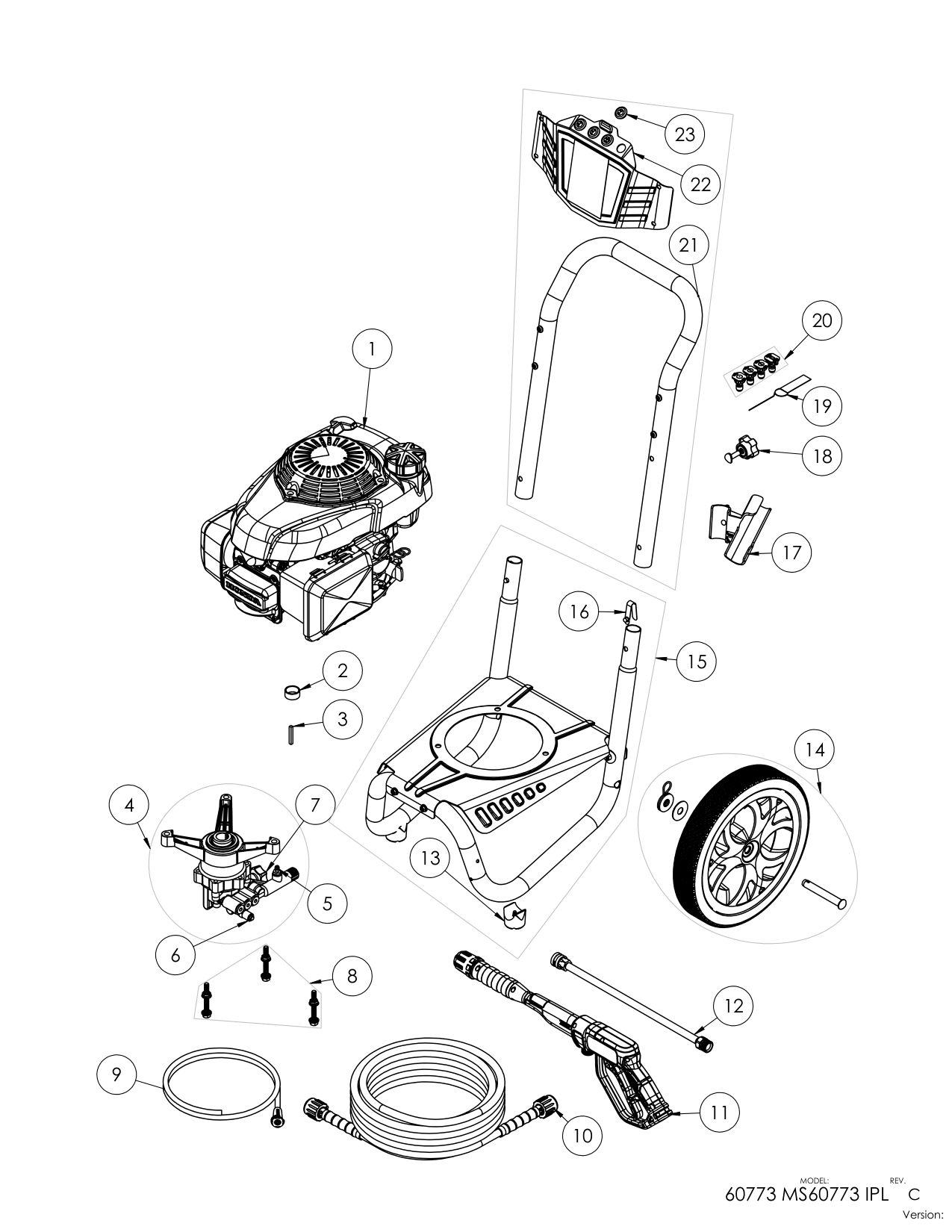 Simpson 60784 Pressure Washer Parts Diagram parts breakdown