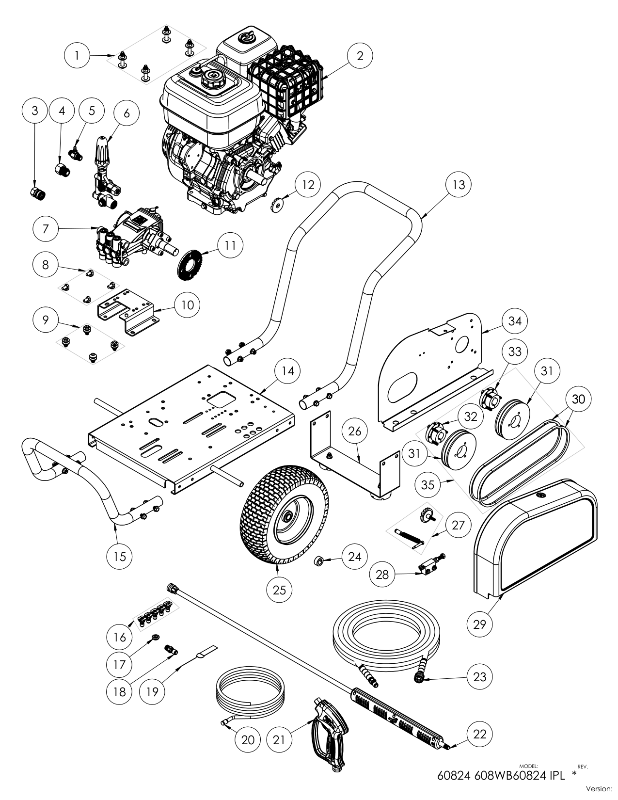 Simpson WB60824 Pressure Washer Parts Diagram parts breakdown