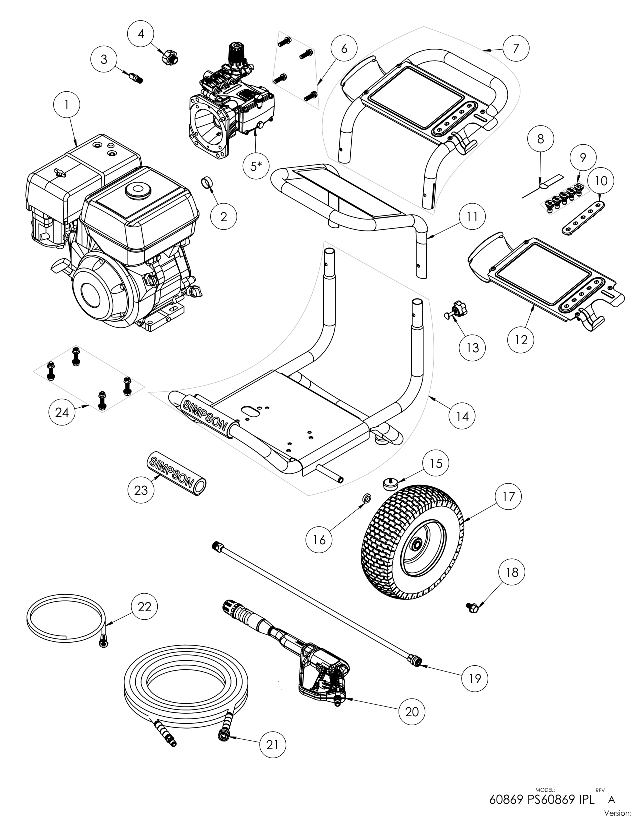 Simpson PS60869 Pressure Washer Parts Diagram parts breakdown