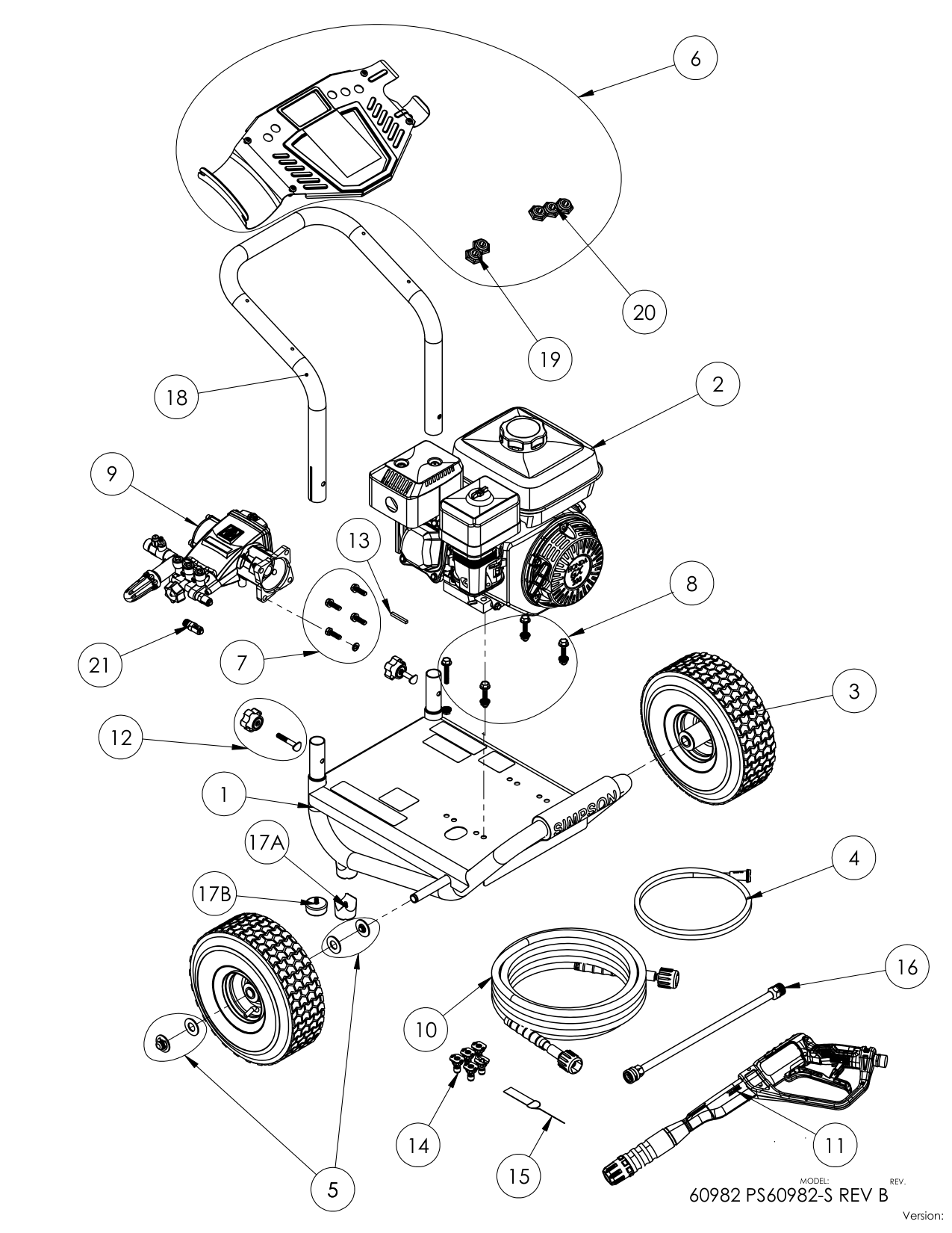 Simpson 60982-S Pressure Washer Parts Diagram parts breakdown