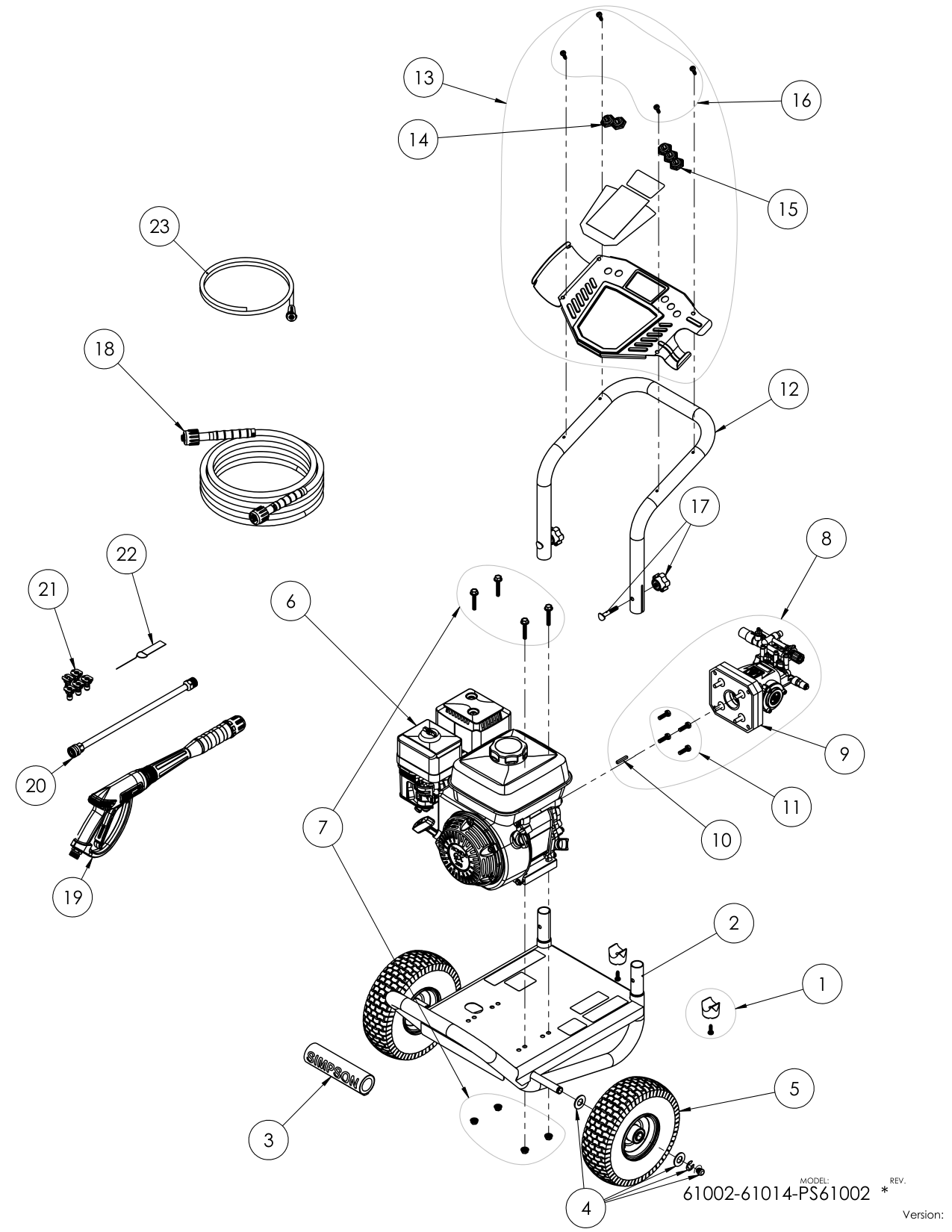 Simpson PS61002 Pressure Washer Parts Diagram parts breakdown