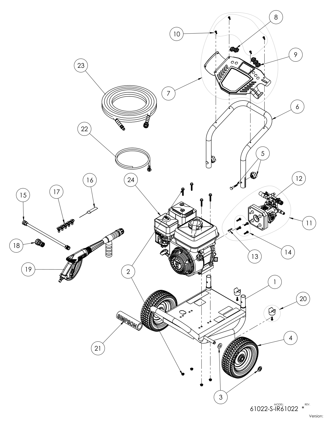 Simpson IR61022 Pressure Washer Parts Diagram parts breakdown