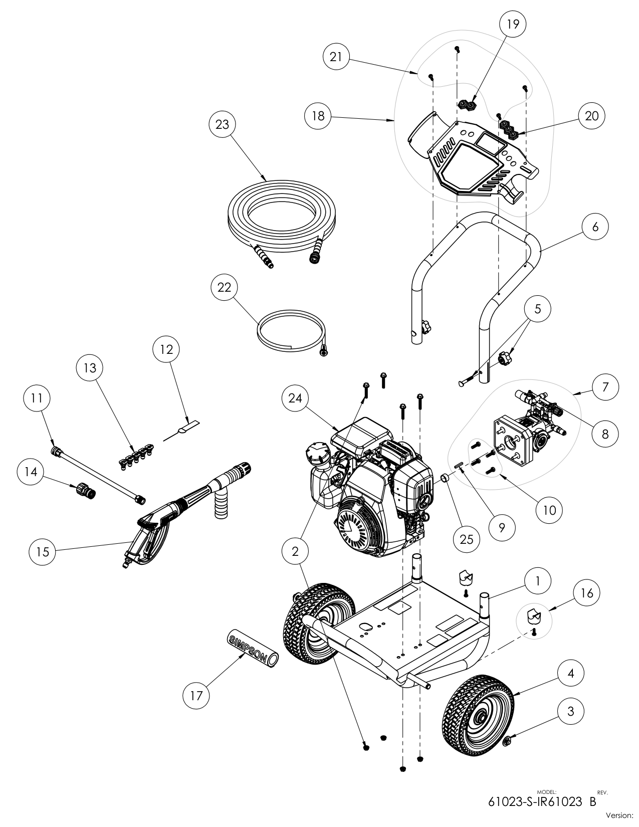 Simpson IR61023 Pressure Washer Parts Diagram parts breakdown