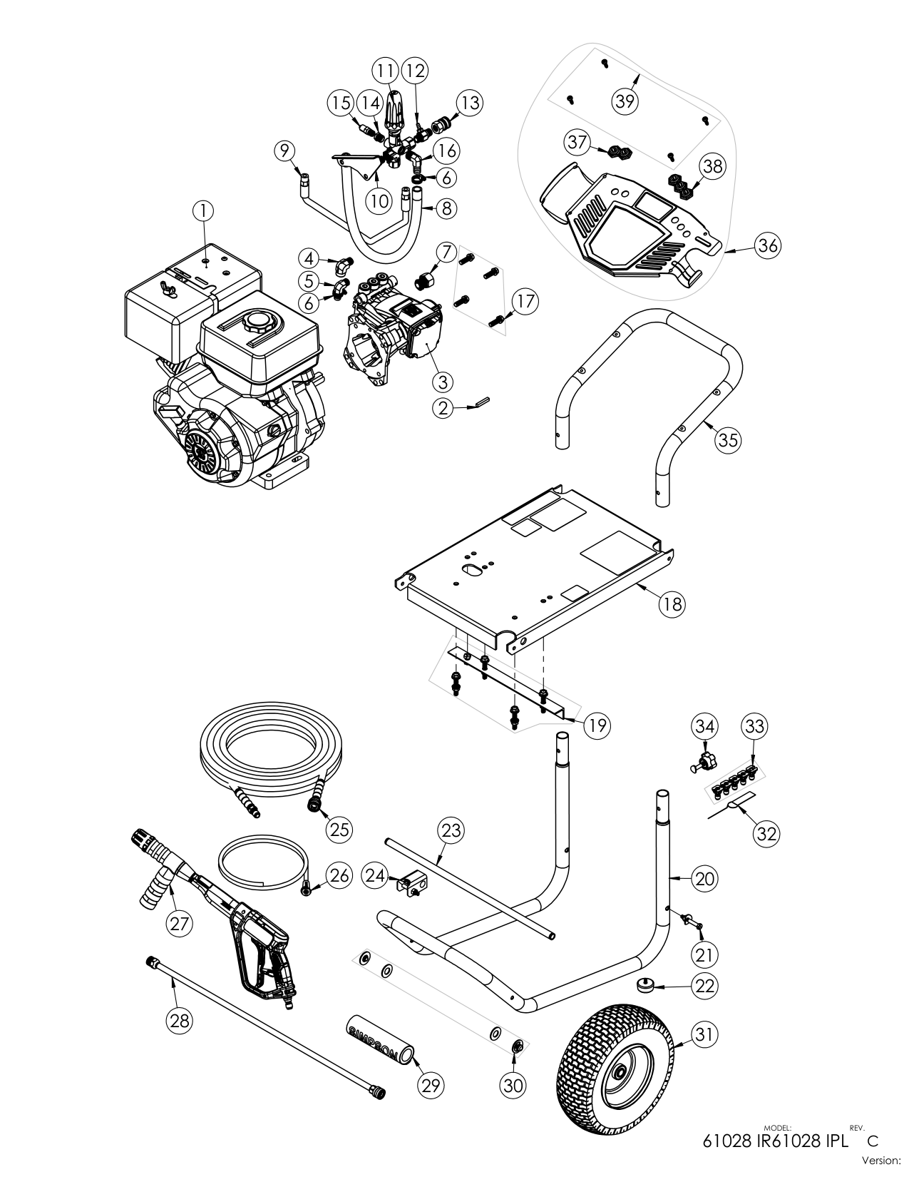 Simpson IR61028 Pressure Washer Parts Diagram parts breakdown