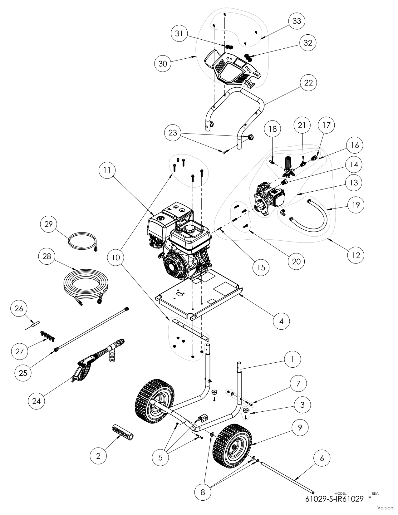 Simpson IR61029 Pressure Washer Parts Diagram parts breakdown