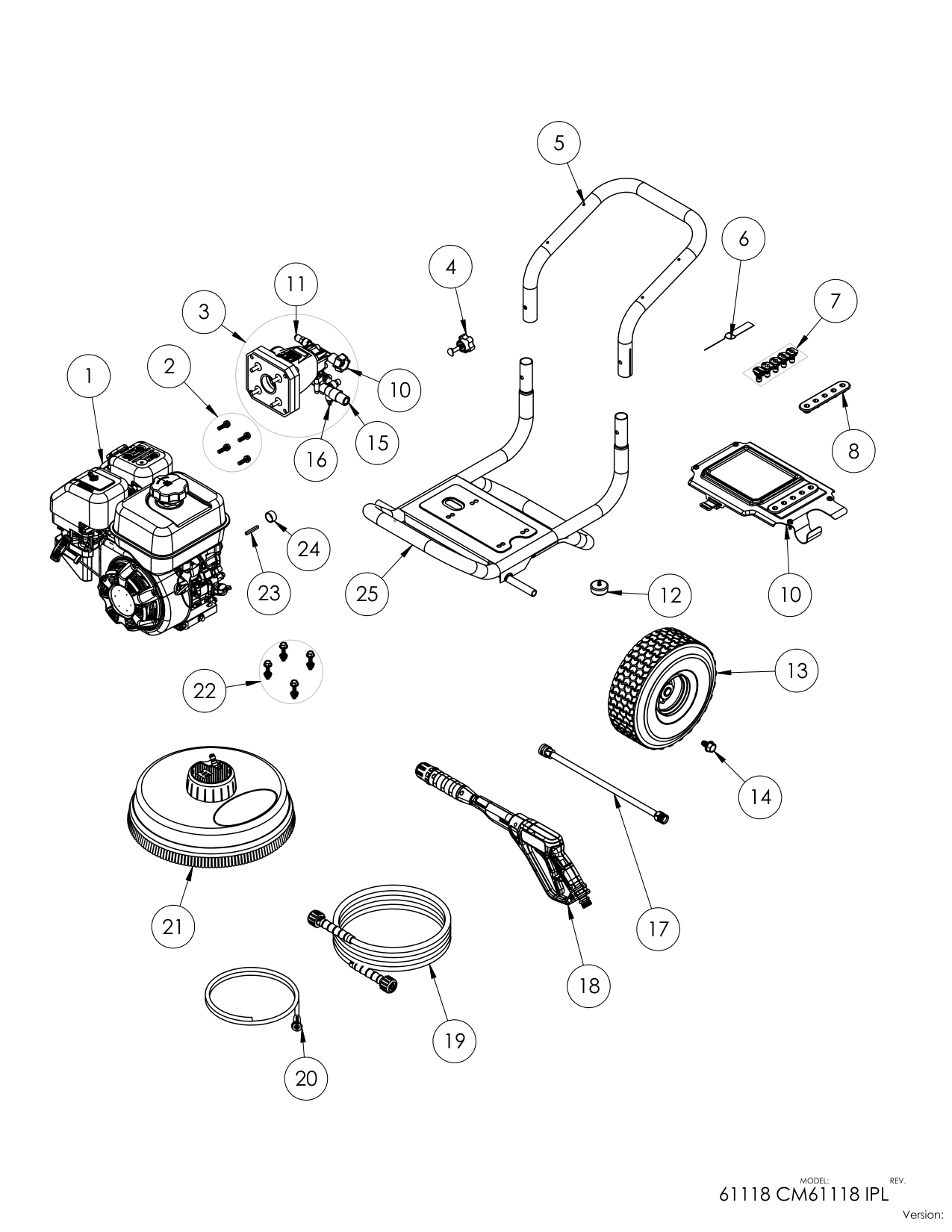 Simpson CM61118 Pressure Washer Parts Diagram parts breakdown