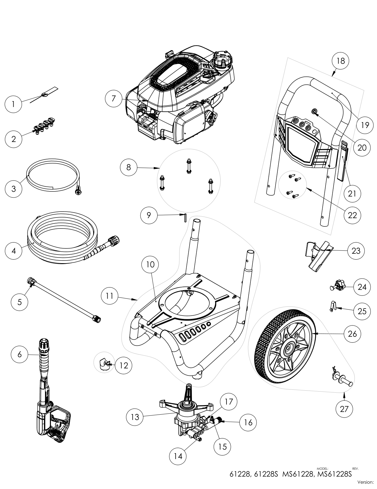 Simpson MS61228 Pressure Washer Parts Diagram parts breakdown