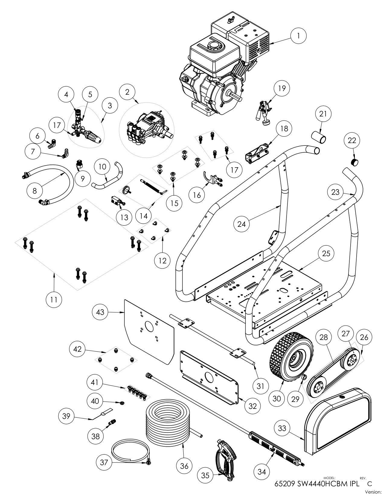 Simpson SW4240HCBM Pressure Washer Parts Diagram parts breakdown