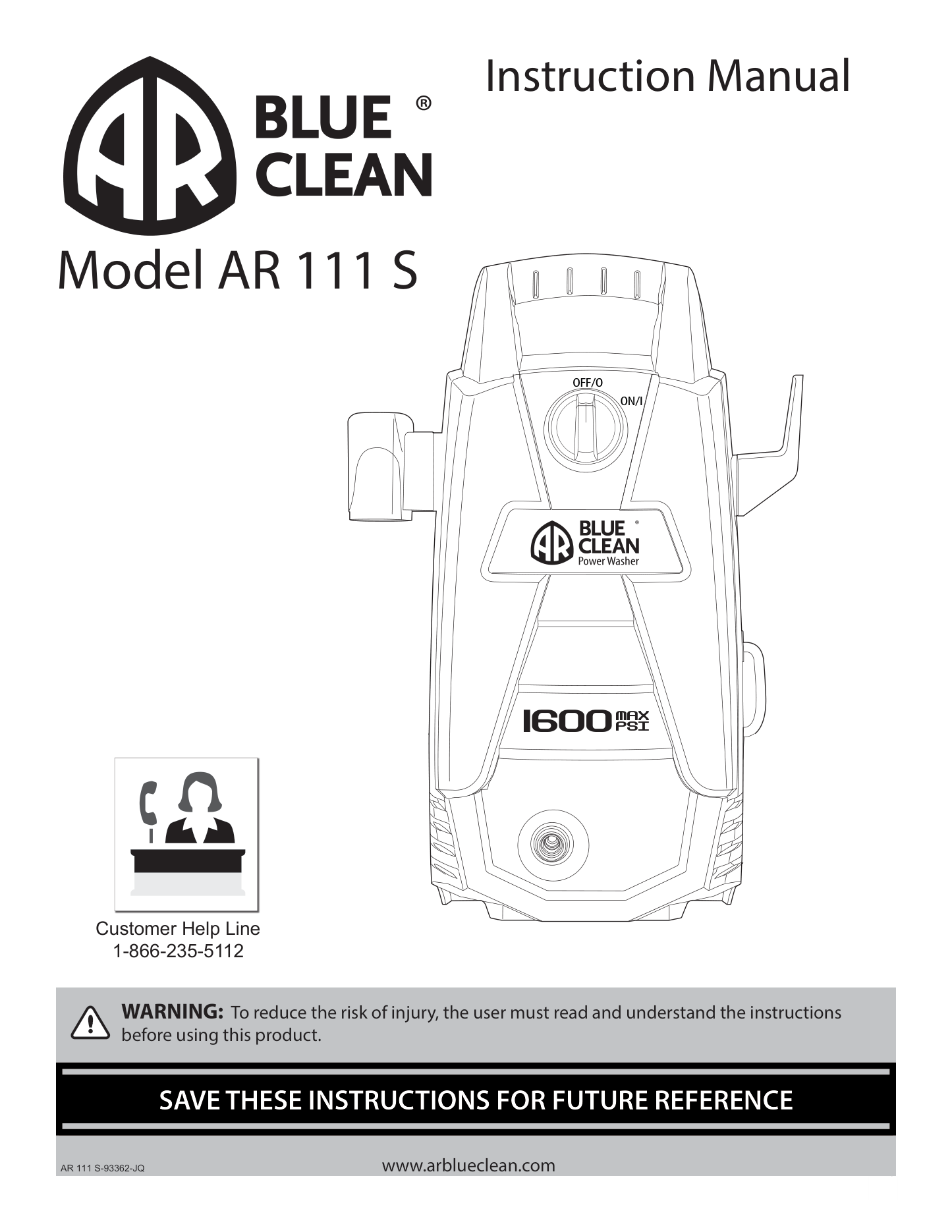 AR Blue Clean AR111S Pressure Washer Parts Diagram & Breakdown (Exploded View PDF) parts breakdown