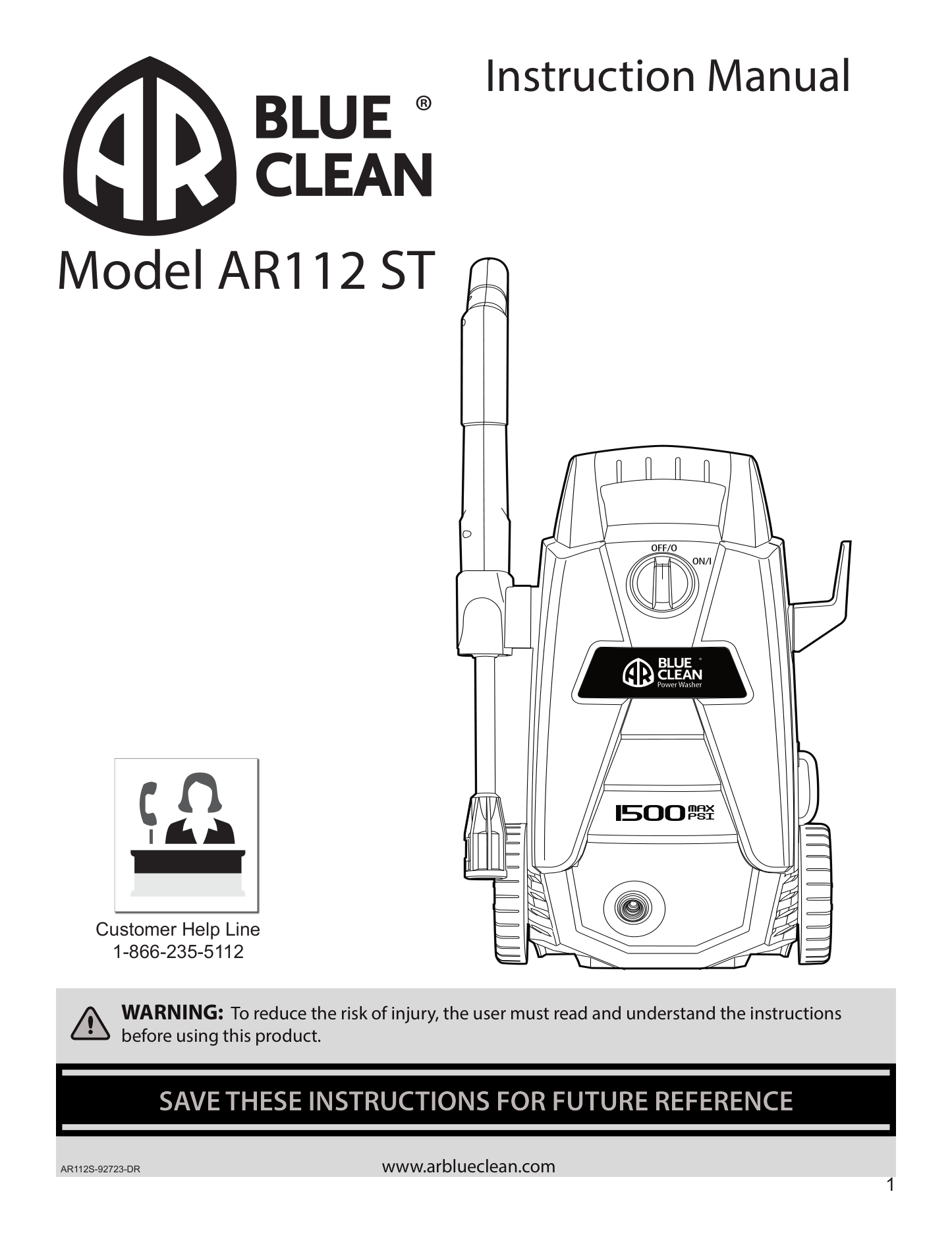 AR Blue Clean AR112ST Pressure Washer Parts Diagram & Breakdown (Exploded View PDF) parts breakdown