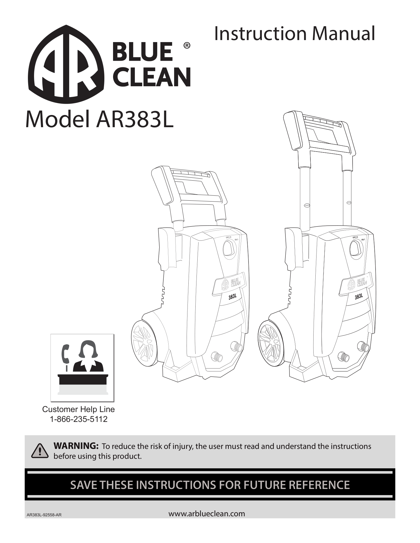 AR Blue Clean AR383L Pressure Washer Parts Diagram & Breakdown (Exploded View PDF) parts breakdown