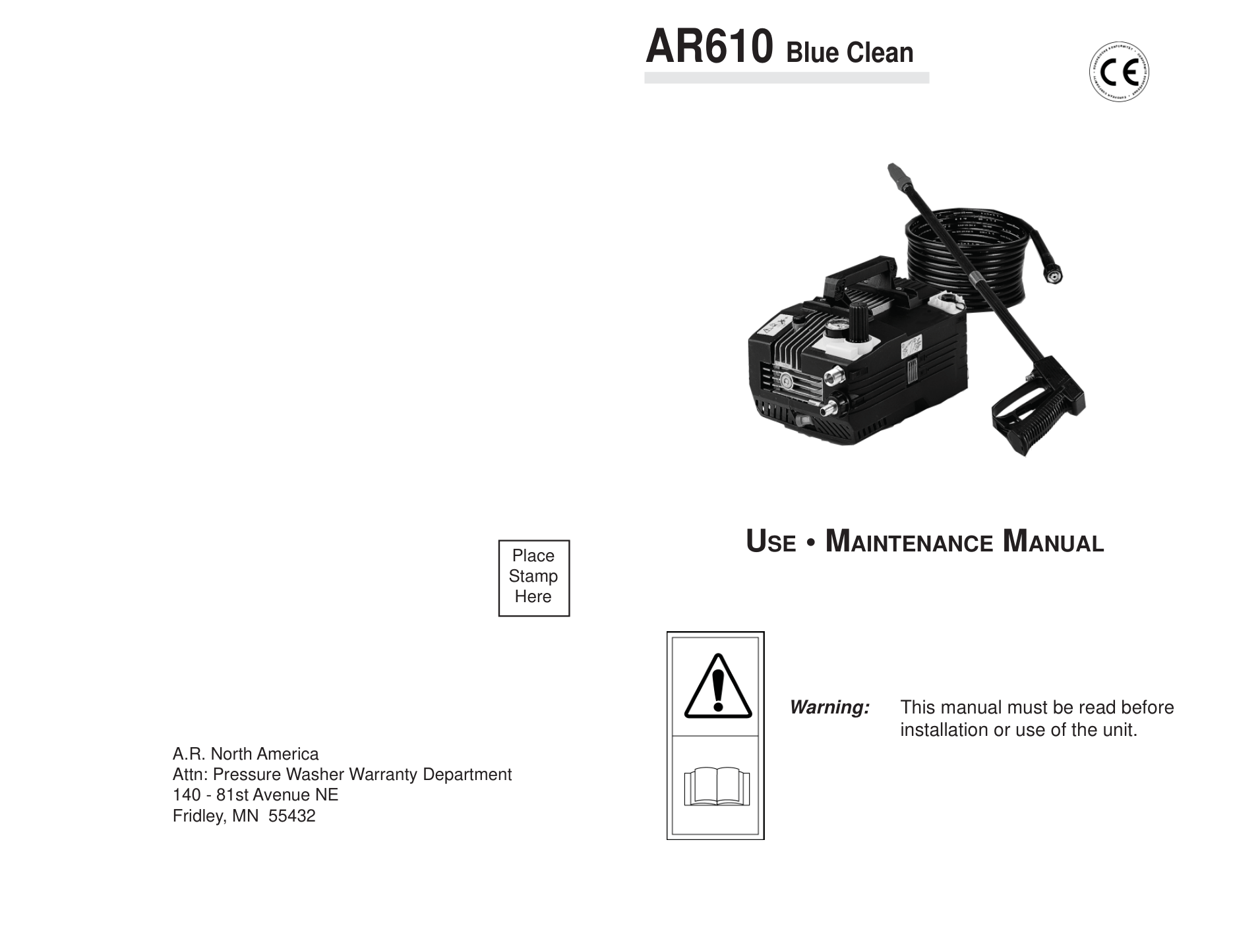 AR Blue Clean AR610 Pressure Washer Parts Diagram & Breakdown (Exploded View PDF) parts breakdown