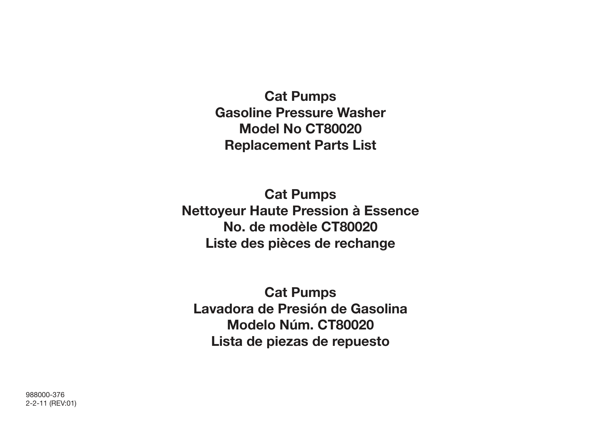Cat CT80020 Pressure Washer Parts Diagram & Breakdown (Exploded View PDF) parts breakdown