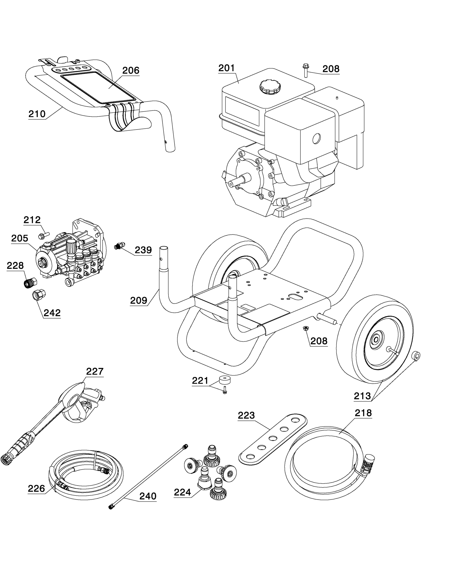 DeWalt DH4240 Parts Diagram & Replacement Parts (Exploded View) parts breakdown