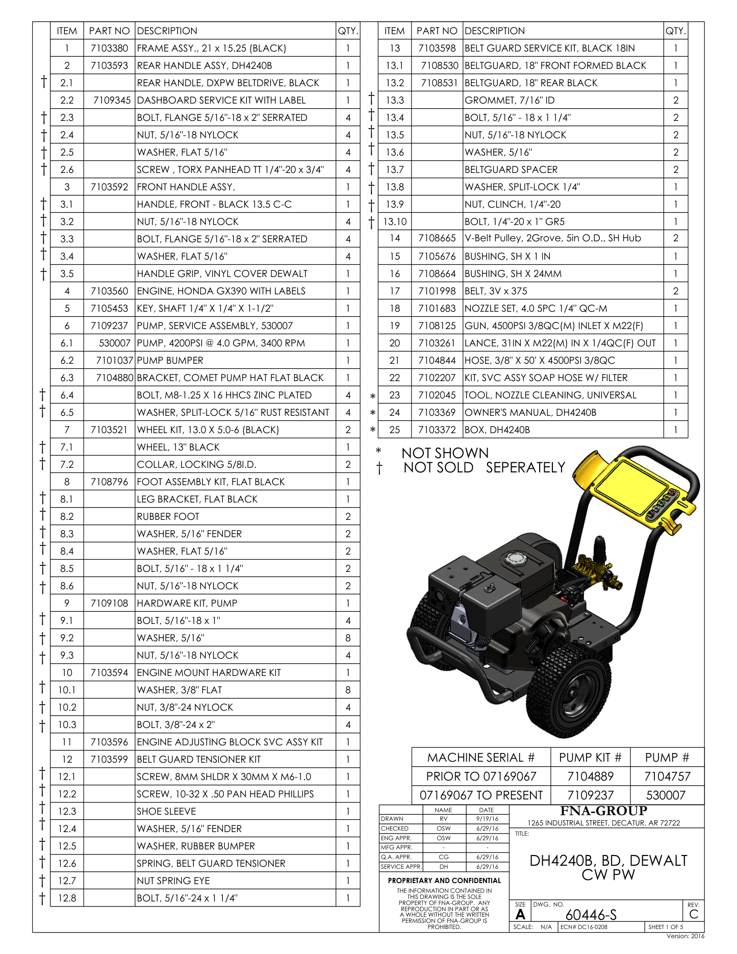 DeWalt DH4240B Parts Diagram & Replacement Parts (Exploded View) parts breakdown