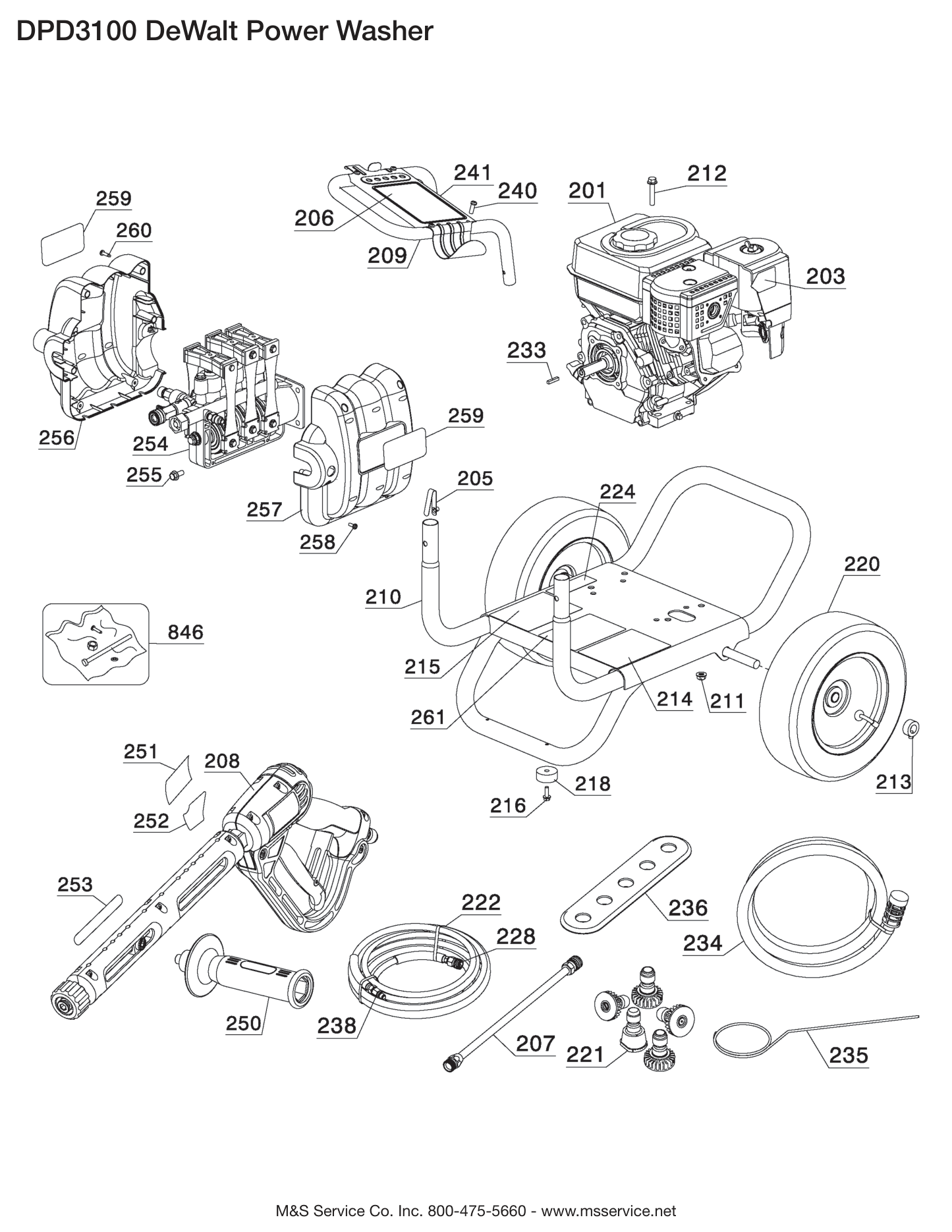 DeWalt DPD3100 Parts Diagram & Replacement Parts (Exploded View) parts breakdown