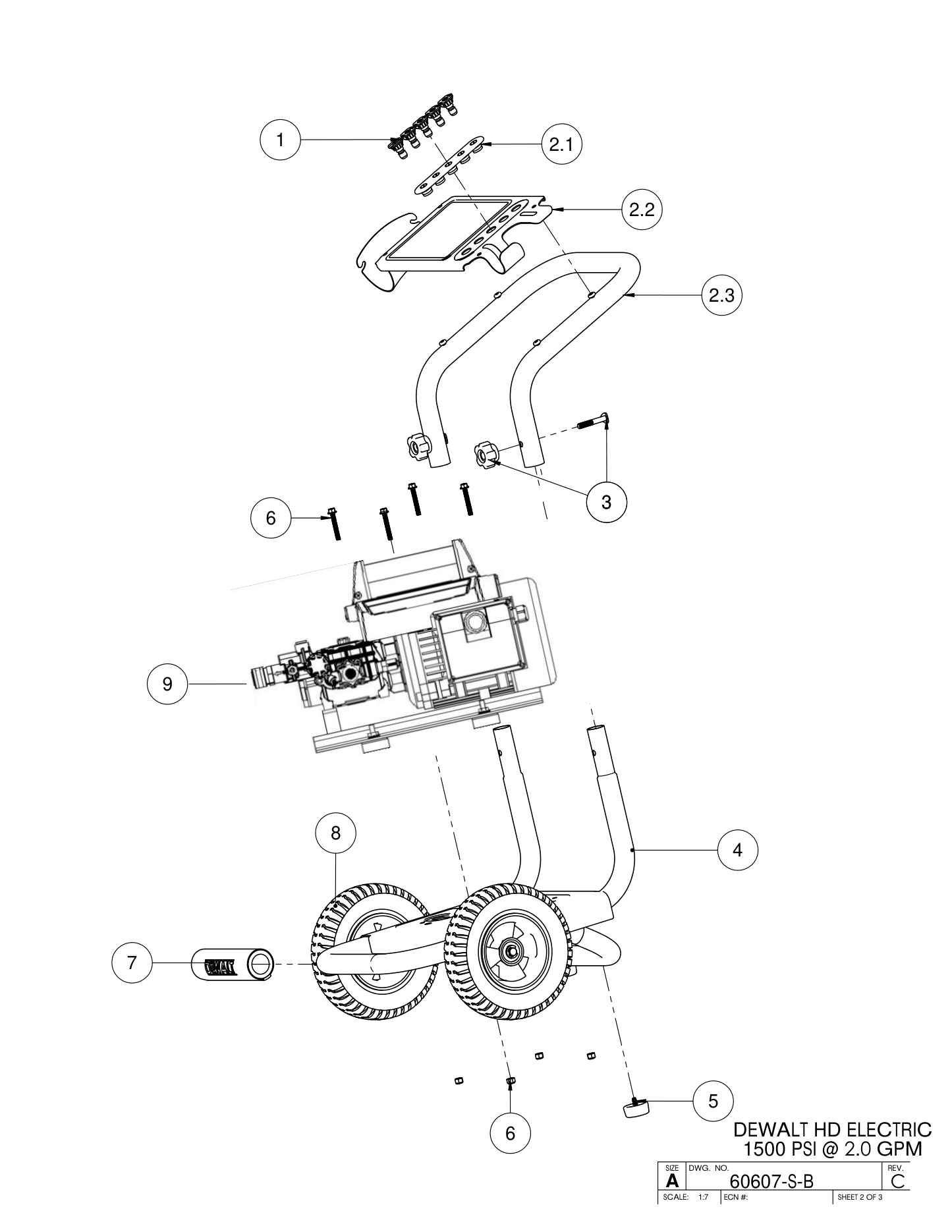 DeWalt DXPW1500E Parts Diagram & Replacement Parts (Exploded View) parts breakdown