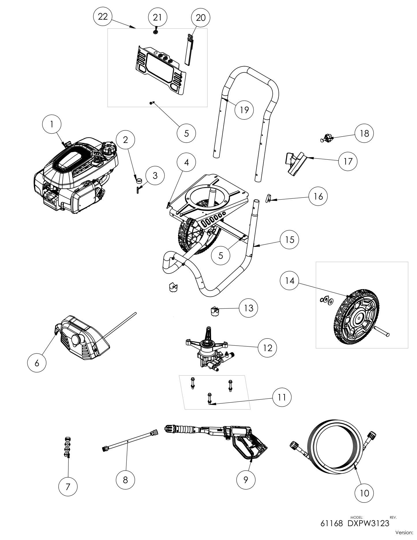 DeWalt DXPW3123 Parts Diagram & Replacement Parts (Exploded View) parts breakdown