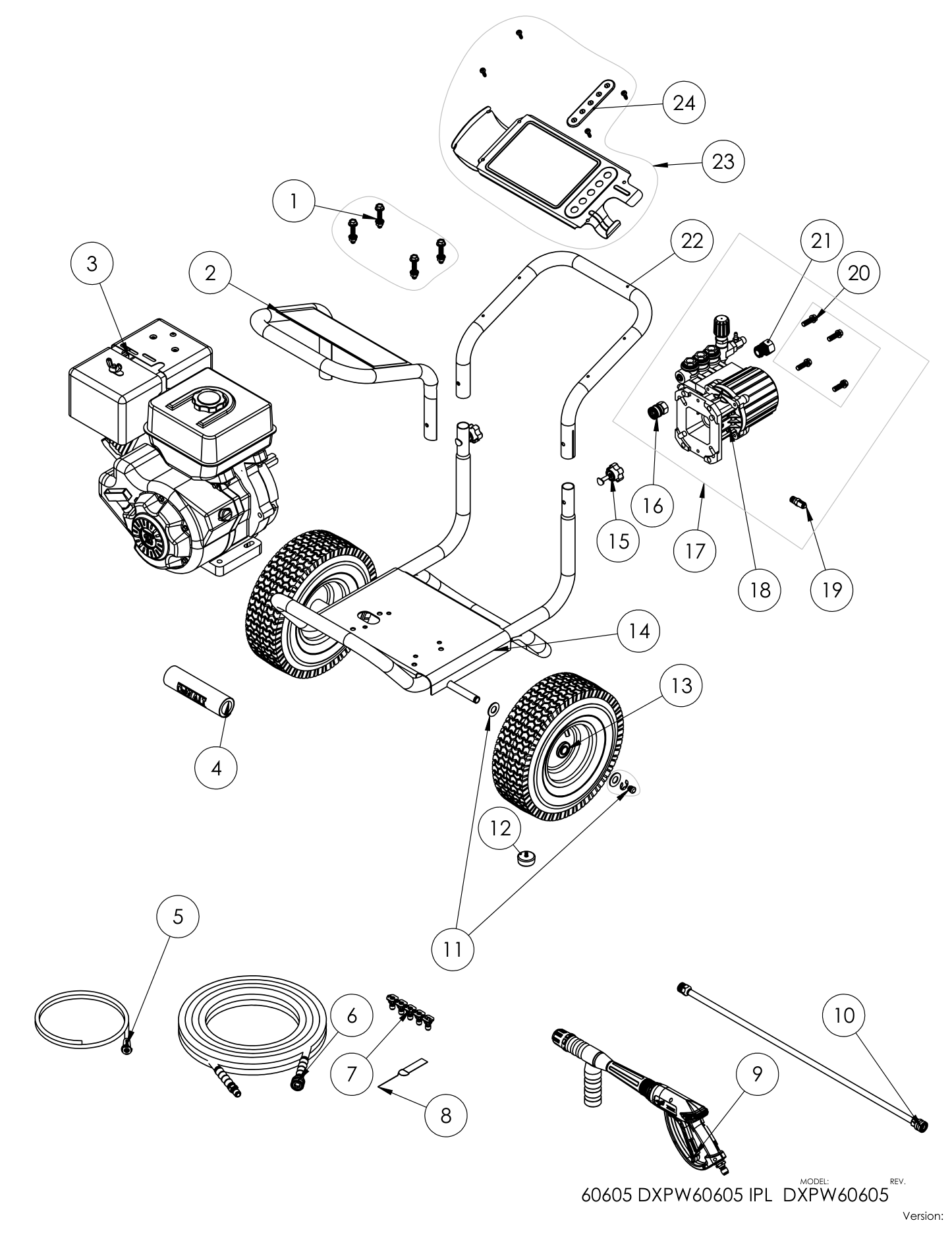 DeWalt DXPW60605 Parts Diagram & Replacement Parts (Exploded View) parts breakdown