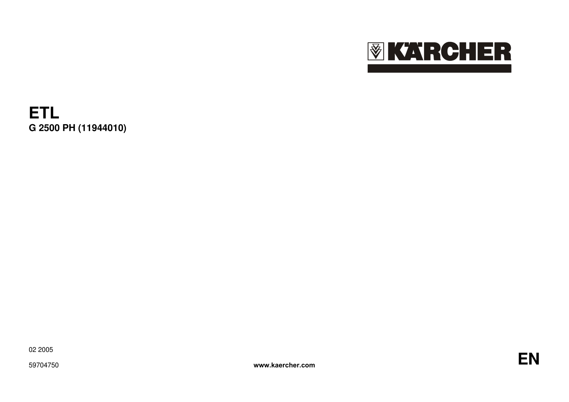 Karcher G2500PH Parts Diagram & Replacement Parts (Exploded View) parts breakdown