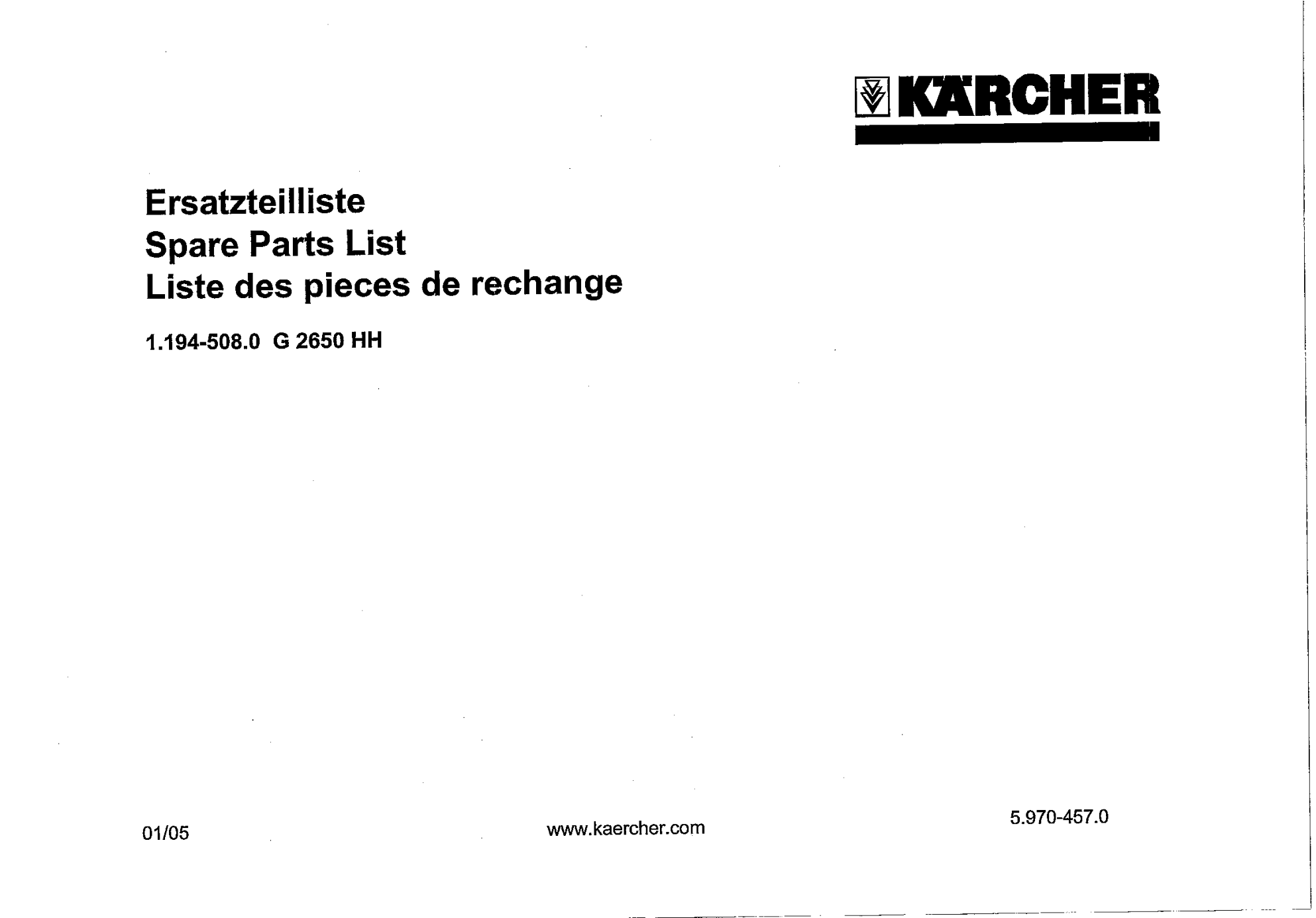 Karcher G2650HH Parts Diagram & Replacement Parts (Exploded View) parts breakdown