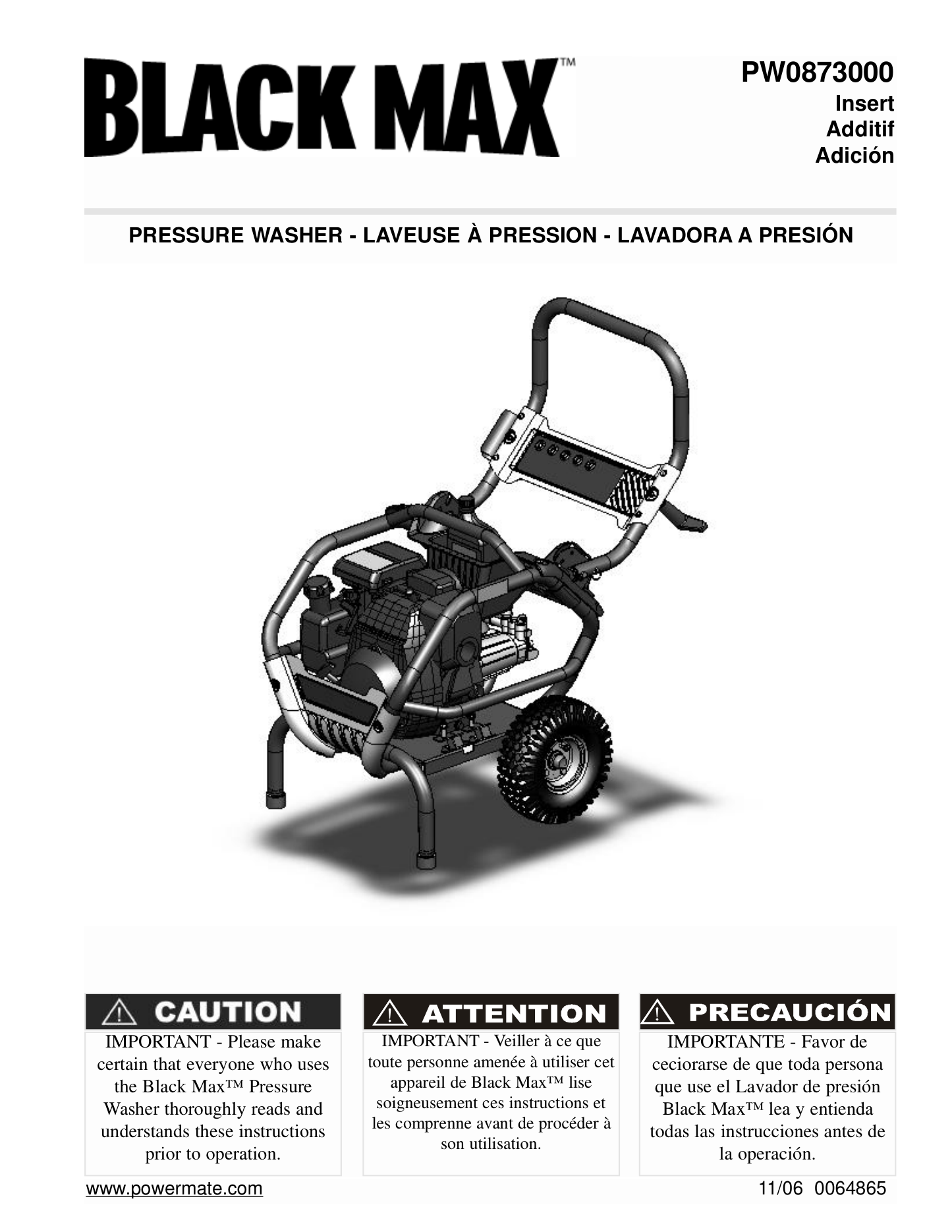 Black Max PW0873000 Pressure Washer Parts Diagram & Breakdown (Exploded View PDF) parts breakdown
