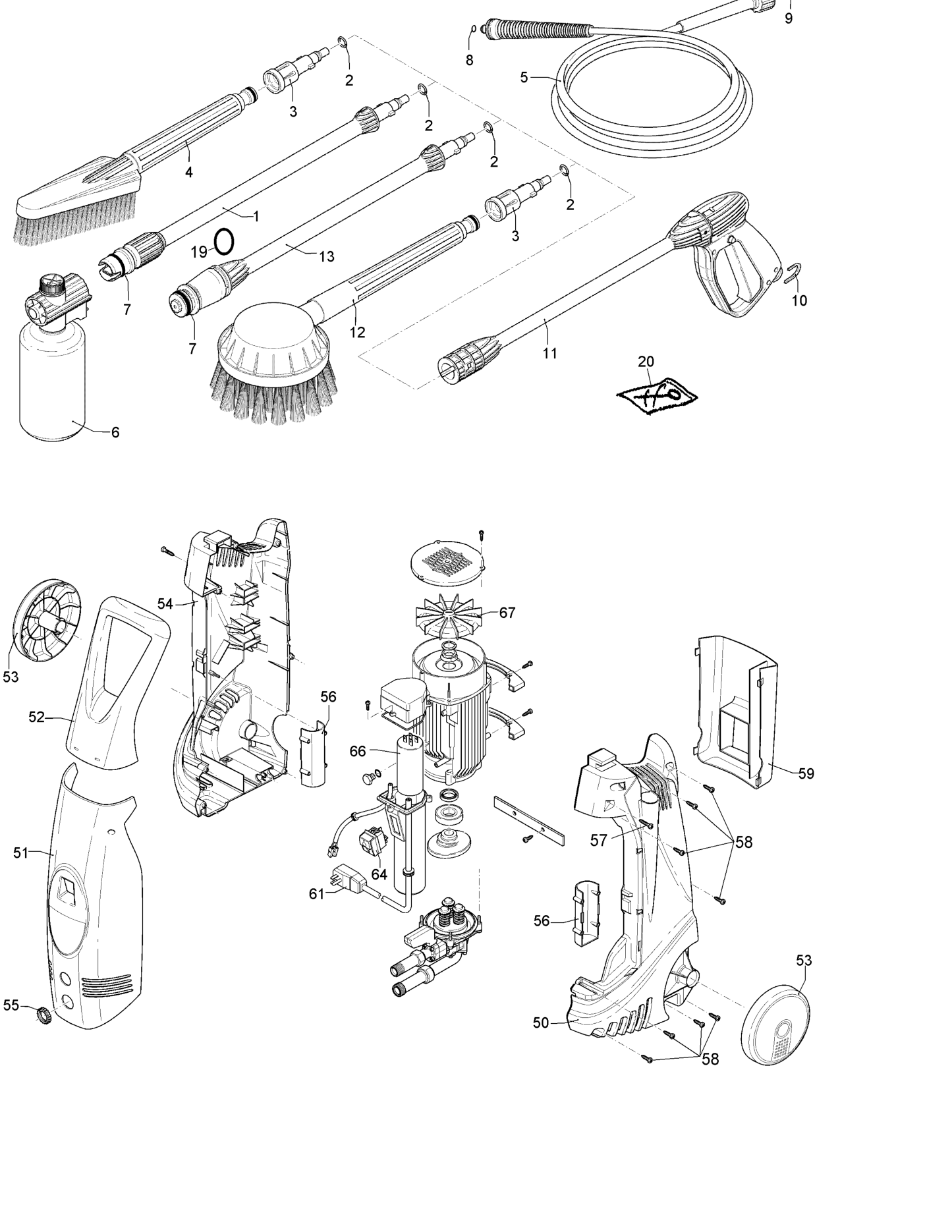 Black And Decker PW1500 Pressure Washer Parts Diagram & Breakdown (Exploded View PDF) parts breakdown