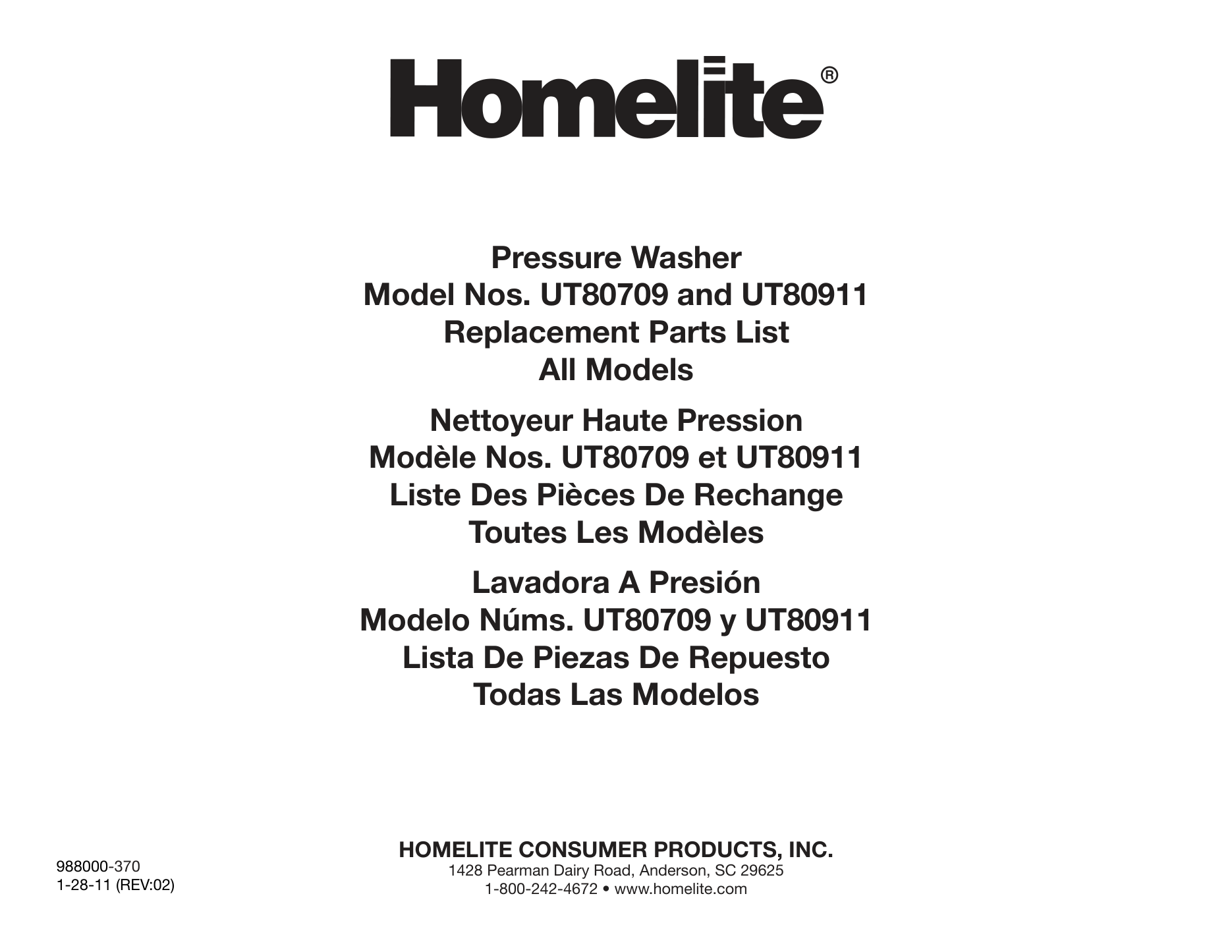 Homelite UT80911 Parts Diagram & Replacement Parts (Exploded View) parts breakdown